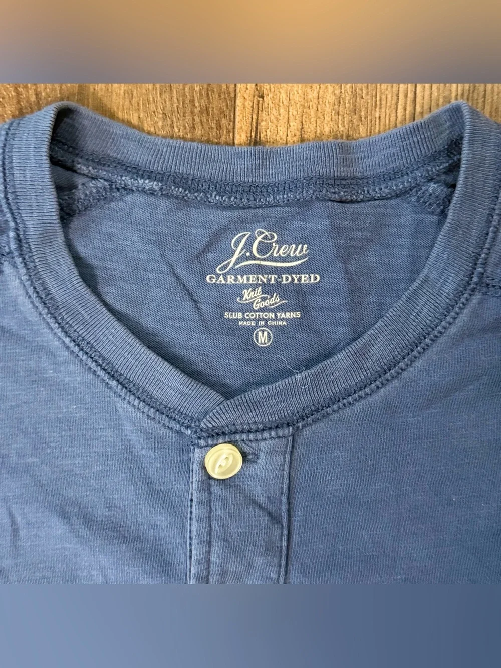 J.Crew Garment Dyed Long Sleeve Henley Shirt Men’s Medium Blue Cotton